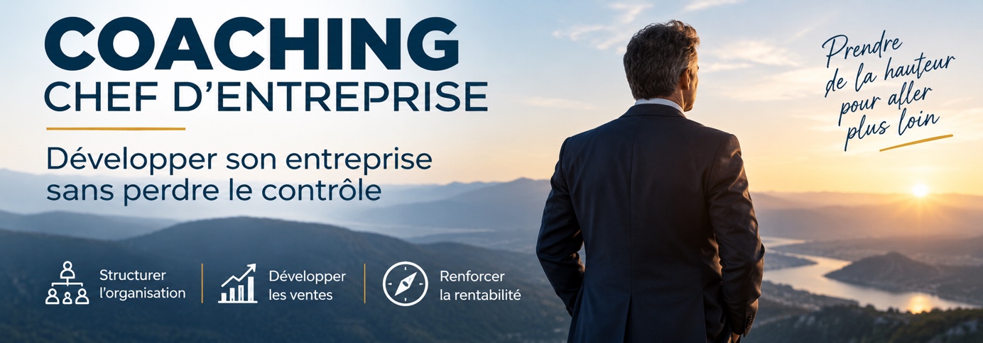 Chef d'entreprise qui prend de la hauteur face au paysage, bannière de Marc Roussel