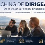 Dirigeant et son équipe de direction autour d'une table, de la vision aux projets, bannière de Marc Roussel