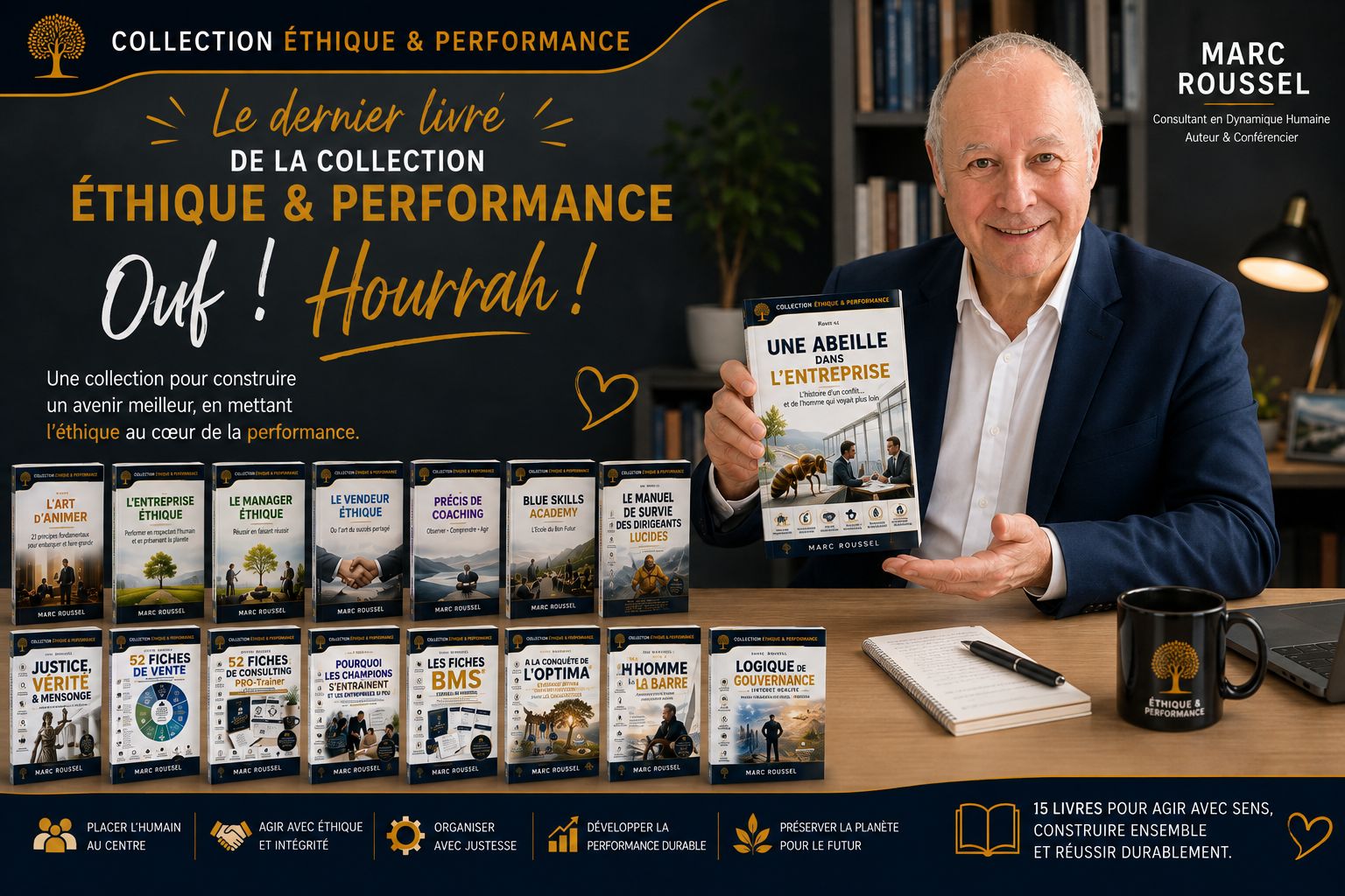Marc Roussel et les ouvrages de la collection Éthique & Performance