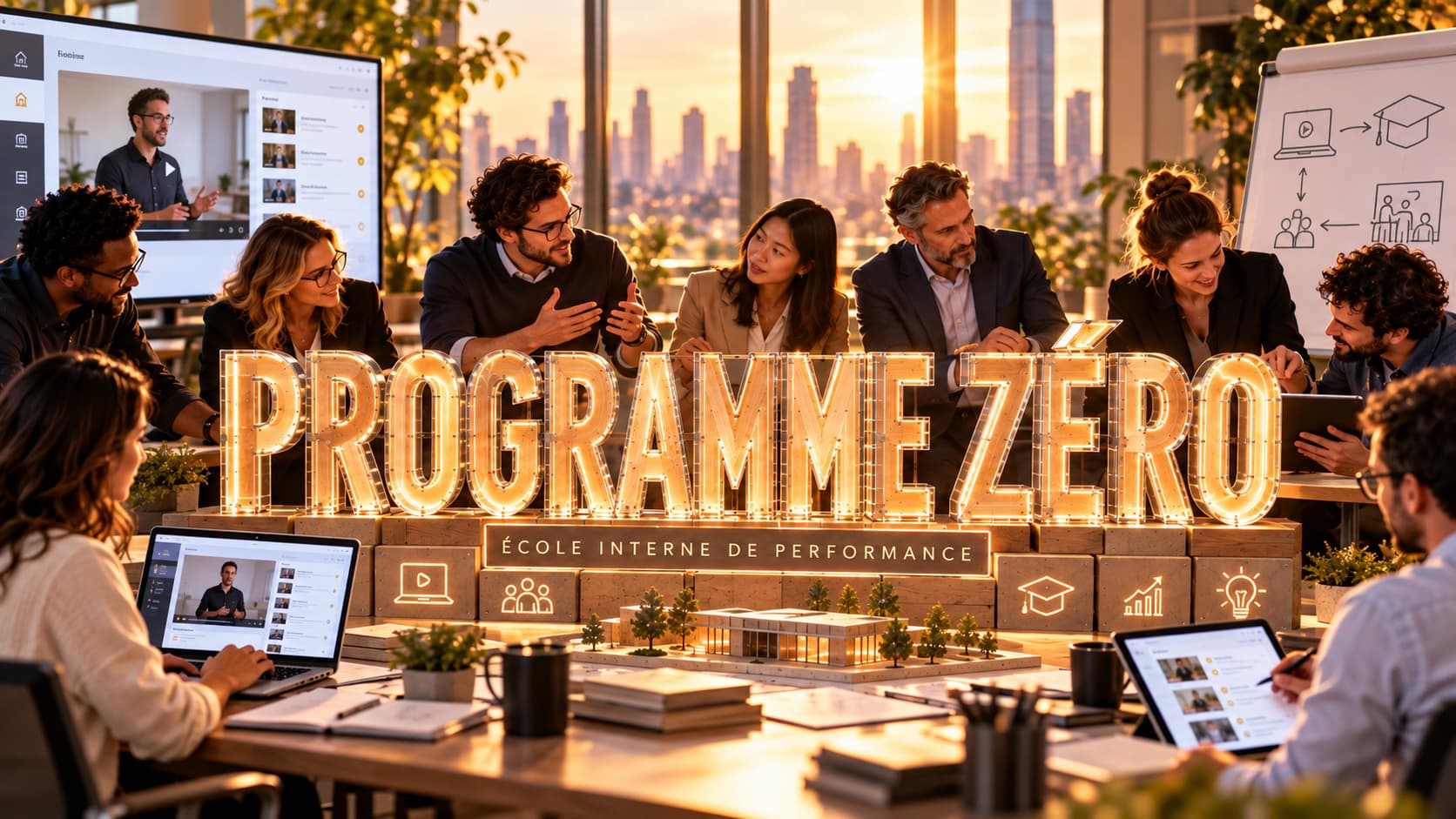 Programme ZÉRO : une formation associant cours en ligne, ateliers en présentiel et transmission des compétences par des animateurs internes.